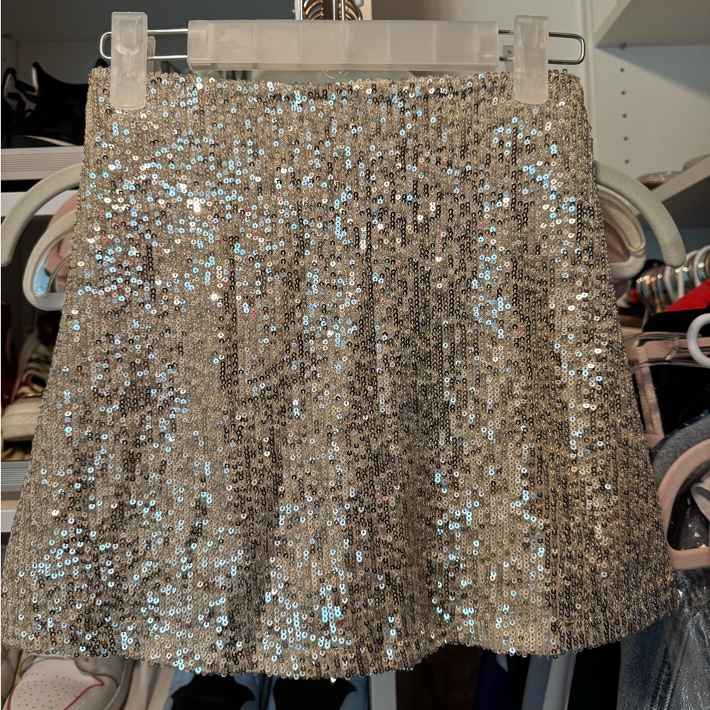 Art Class Sparkling Silver Sequin Skirt